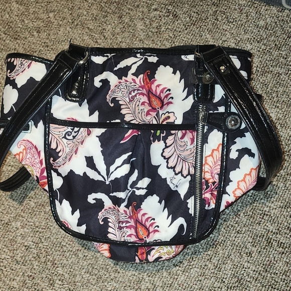 Franco Sarto Black and Pink Floral Shoulder Bag - Picture 13 of 14
